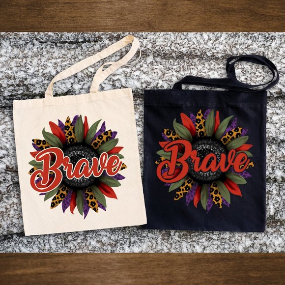 Brave Sunflower Double Strap Cotton Canvas Tote Bag - Picture 3 of 3